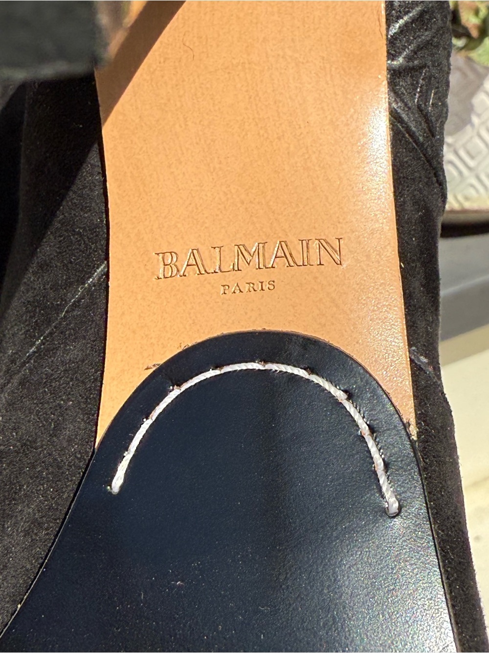 Balmain Black Suede Peep-Toe Stiletto Ankle Boots Size 39 - Picture 6 of 10